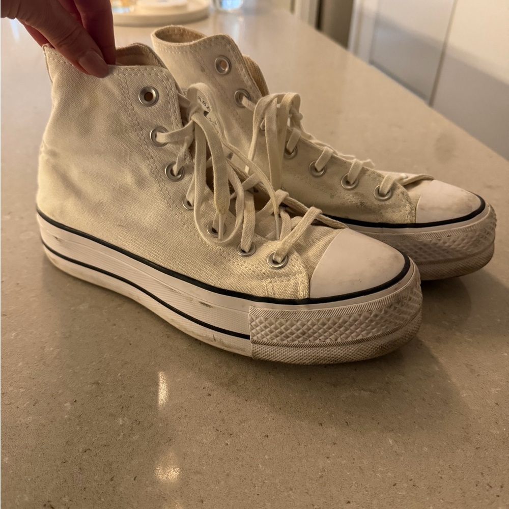 Converse Women's High Top Platform Sneakers in Off-White